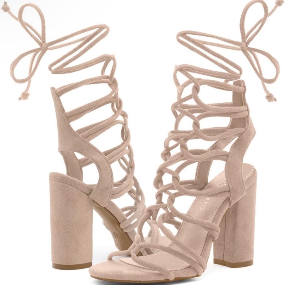 Elegant Beige Strappy Heels